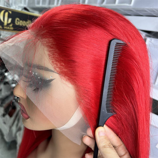 13x4 Transparent full frontal wig red 180% density - Goodluck Hair