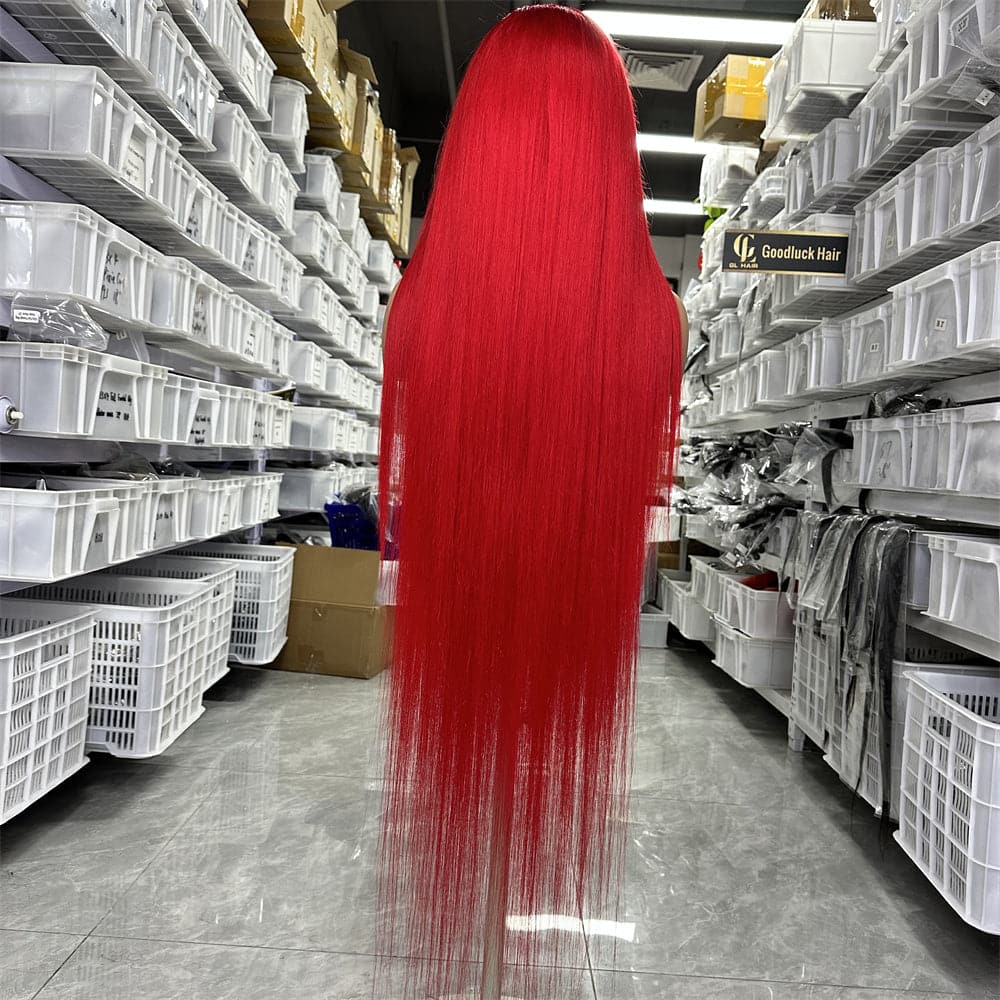 40inch 13x4 Transparent full frontal wig red 180% density - Goodluck Hair