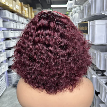 Natural Black Color Machine Made Bang Wig Water Wave Double Drawn - Goodluck Hair