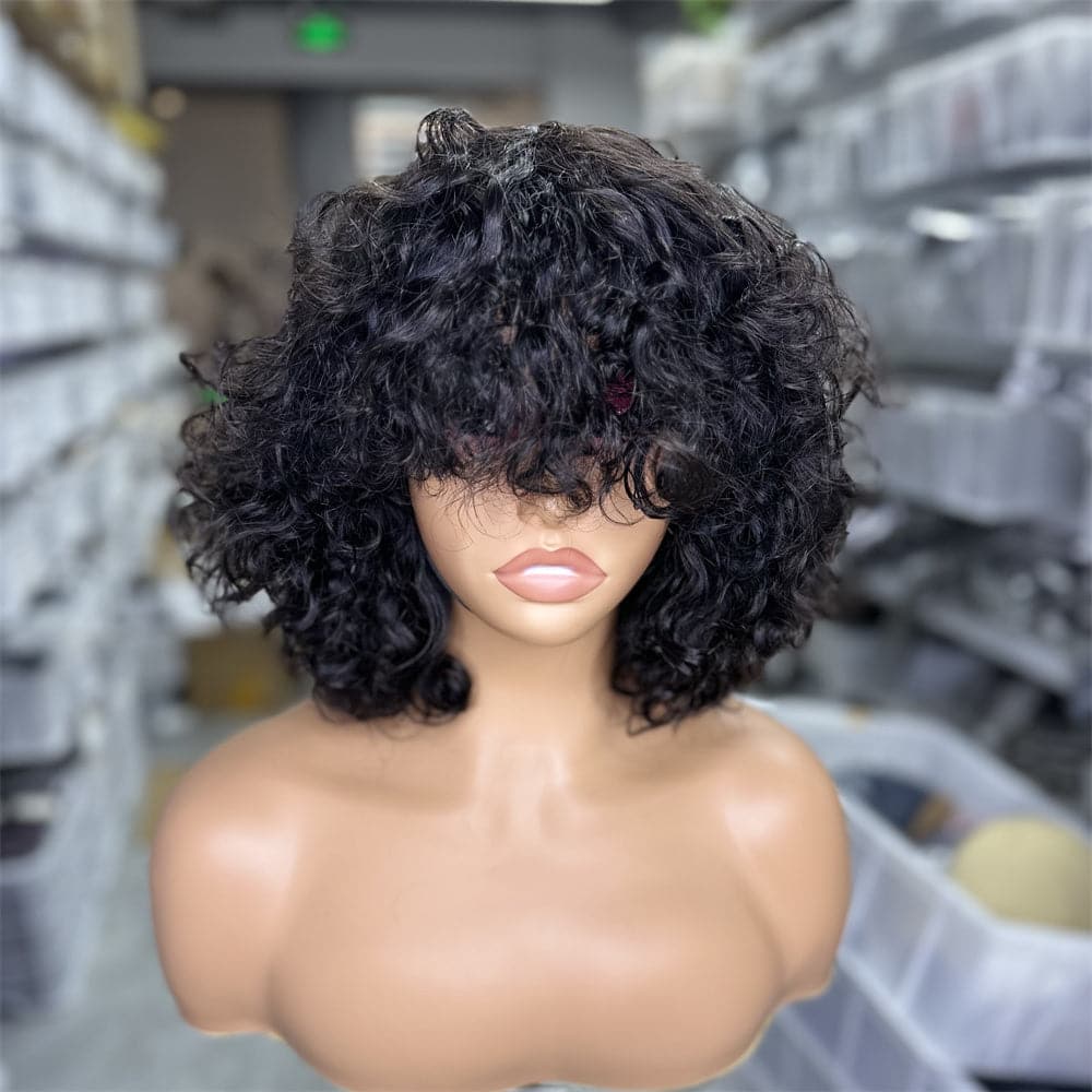 Highlight Color Machine Made Bang Wig Water Wave Double Drawn - Goodluck Hair