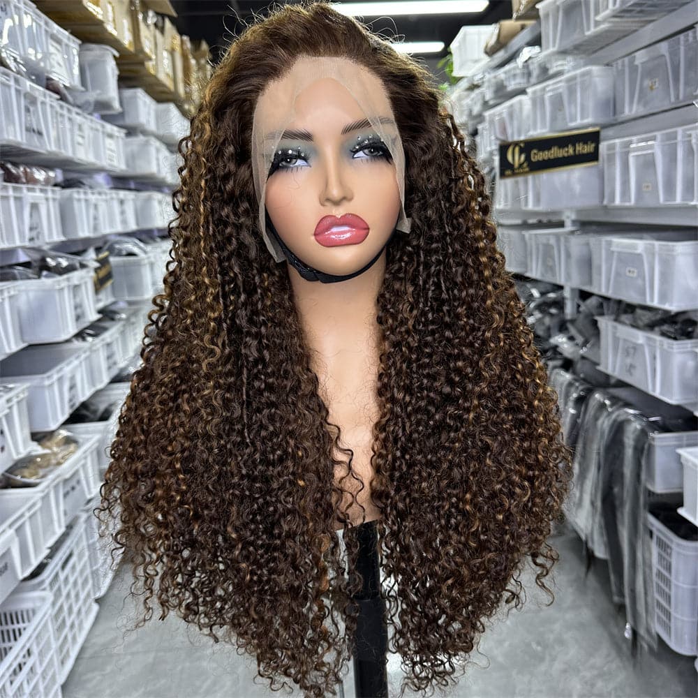 sdd super double drawn highlight piano color pixie curl 13x4 full frontal lace wig - Goodluck Hair
