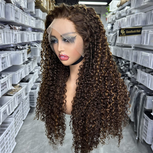 sdd super double drawn highlight piano color pixie curl 13x4 full frontal lace wig - Goodluck Hair