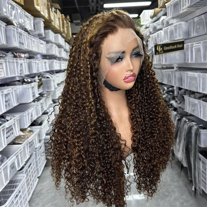 sdd super double drawn highlight piano color pixie curl 13x4 full frontal lace wig - Goodluck Hair